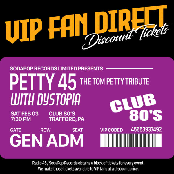 PETTY 45 Tom Petty Tribute @ Club 80's Feb  03 — General Admission Ticket