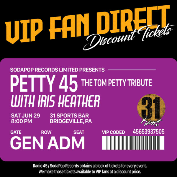 PETTY 45 Tom Petty Tribute @ 31 Sport Bar - Grille Jun 29 — General Admission Ticket