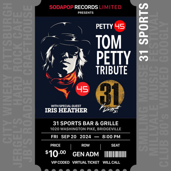 PETTY 45 Tom Petty Tribute @ 31 Sport Bar - Grille Sep 20 — General Admission Ticket