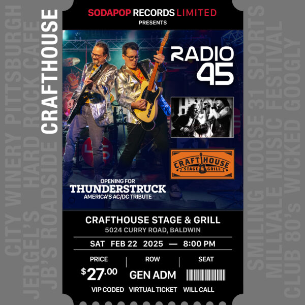 THUNDERSTRUCK (America’s AC/DC Tribute) with Radio 45 @ CRAFTHOUSE Apr 26 — General Admission Ticket